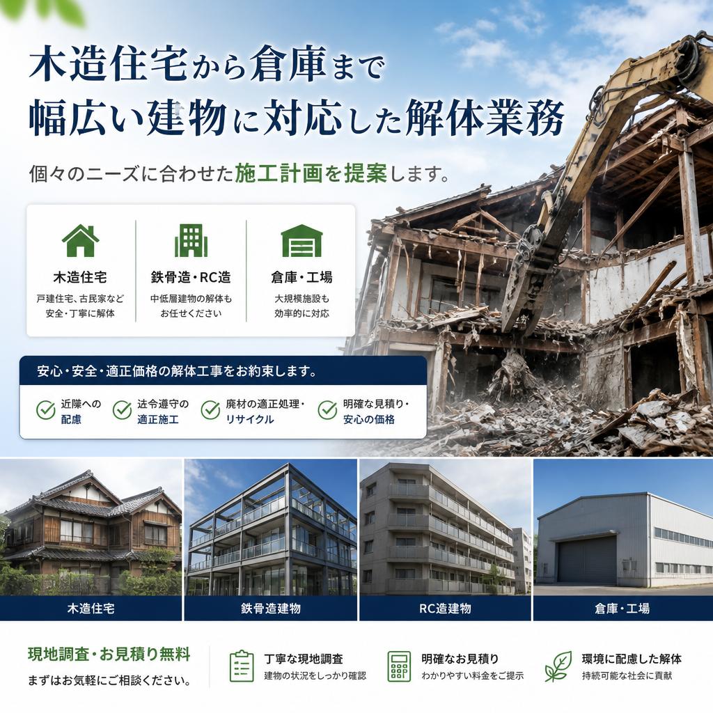 多彩な解体工事メニュー