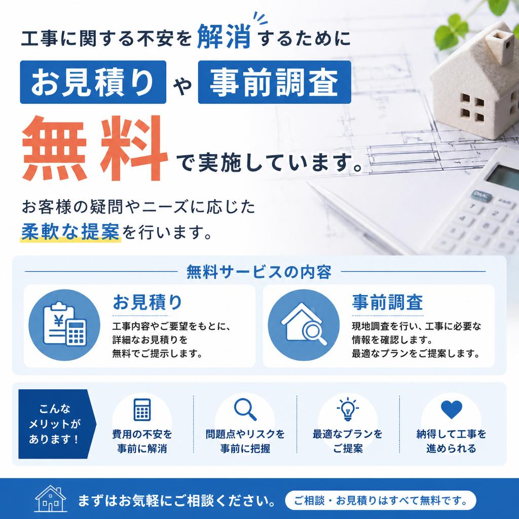 お見積り・事前調査は無料