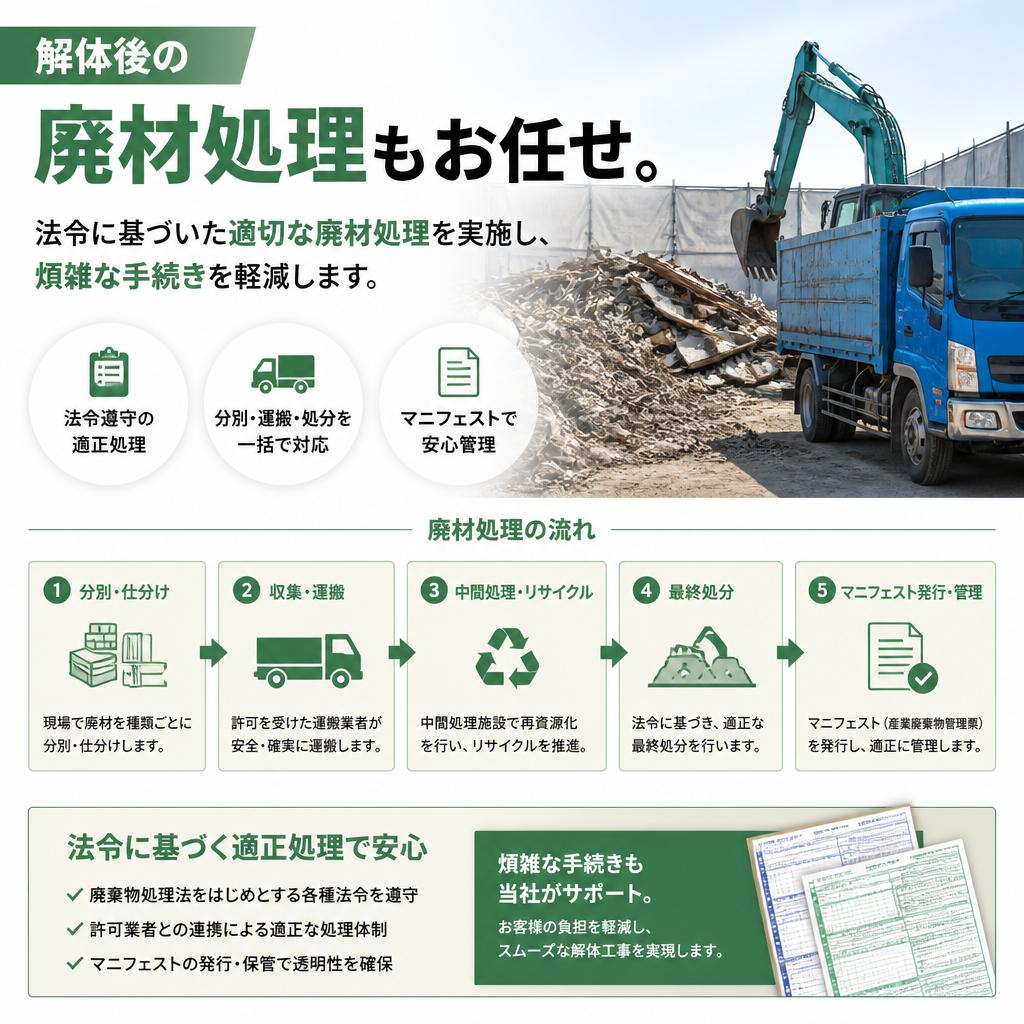 法令順守の廃材処理