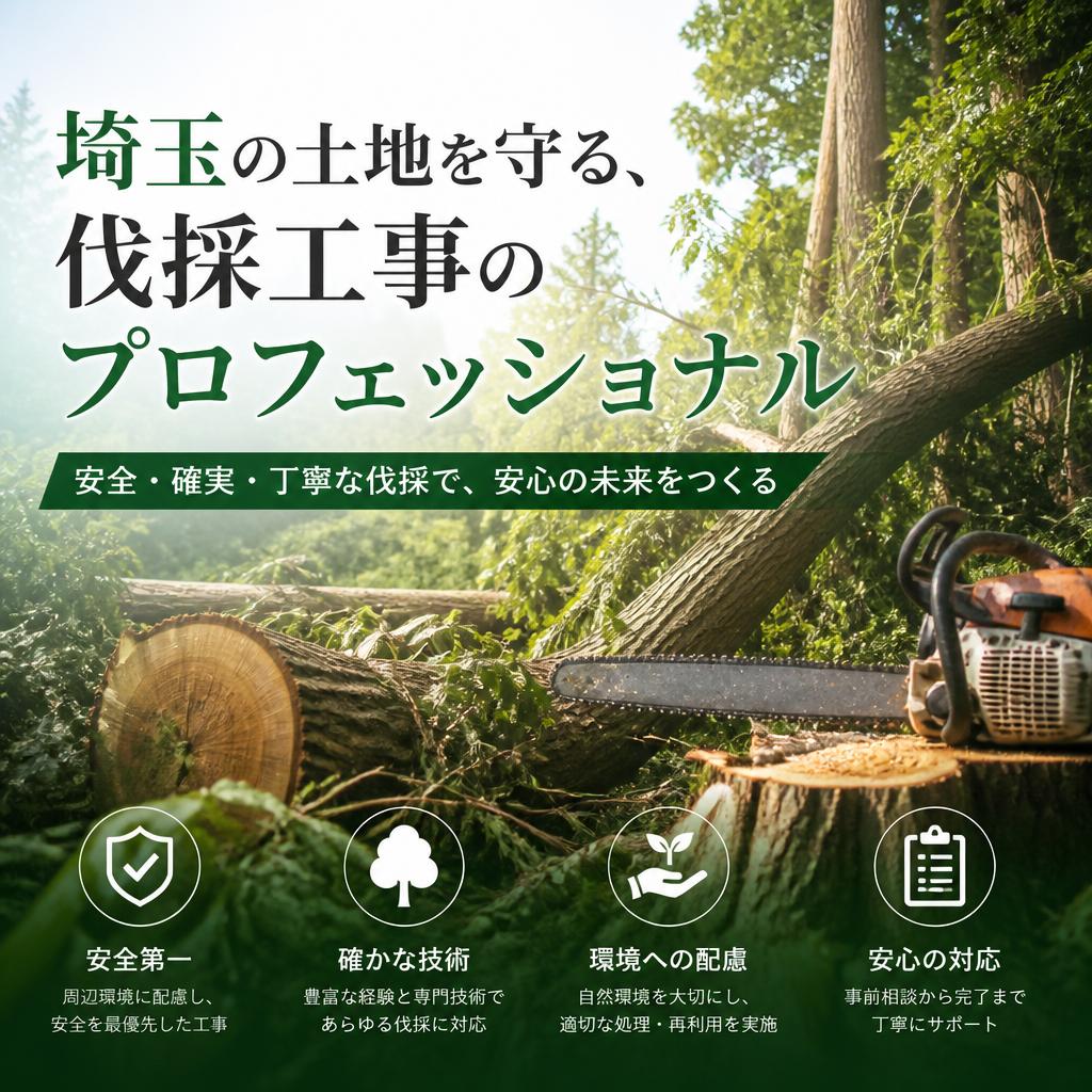 埼玉の土地を守る、伐採工事のプロフェッショナル
