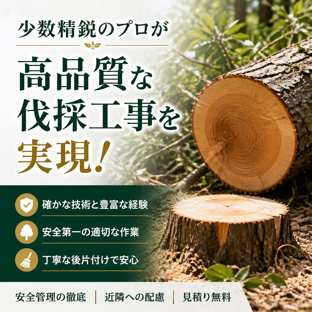 少数精鋭のプロが高品質な伐採工事を実現！
