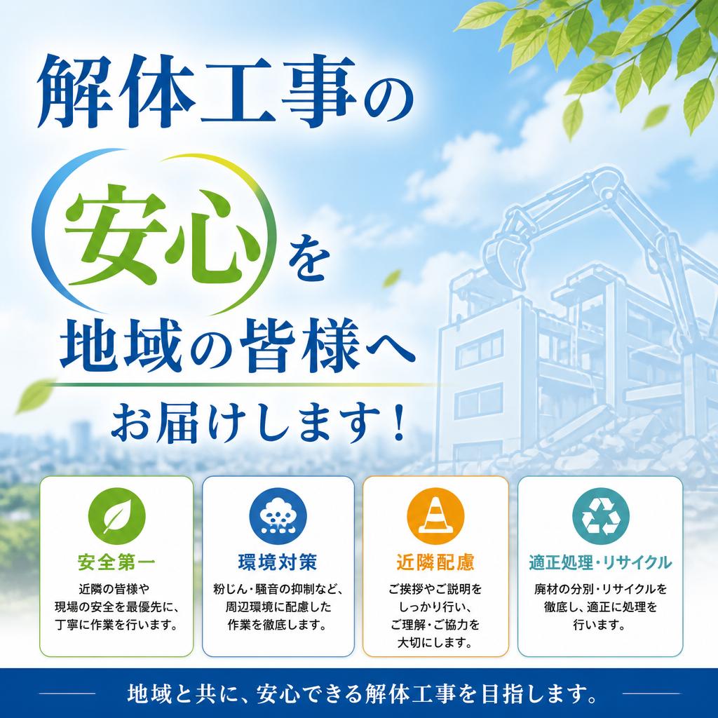 解体工事の安心を地域の皆様へお届けします！